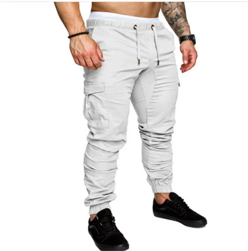 Men's Casual Cargo Style Multi Pocket Trousers -Woven Fabric for Active Wear