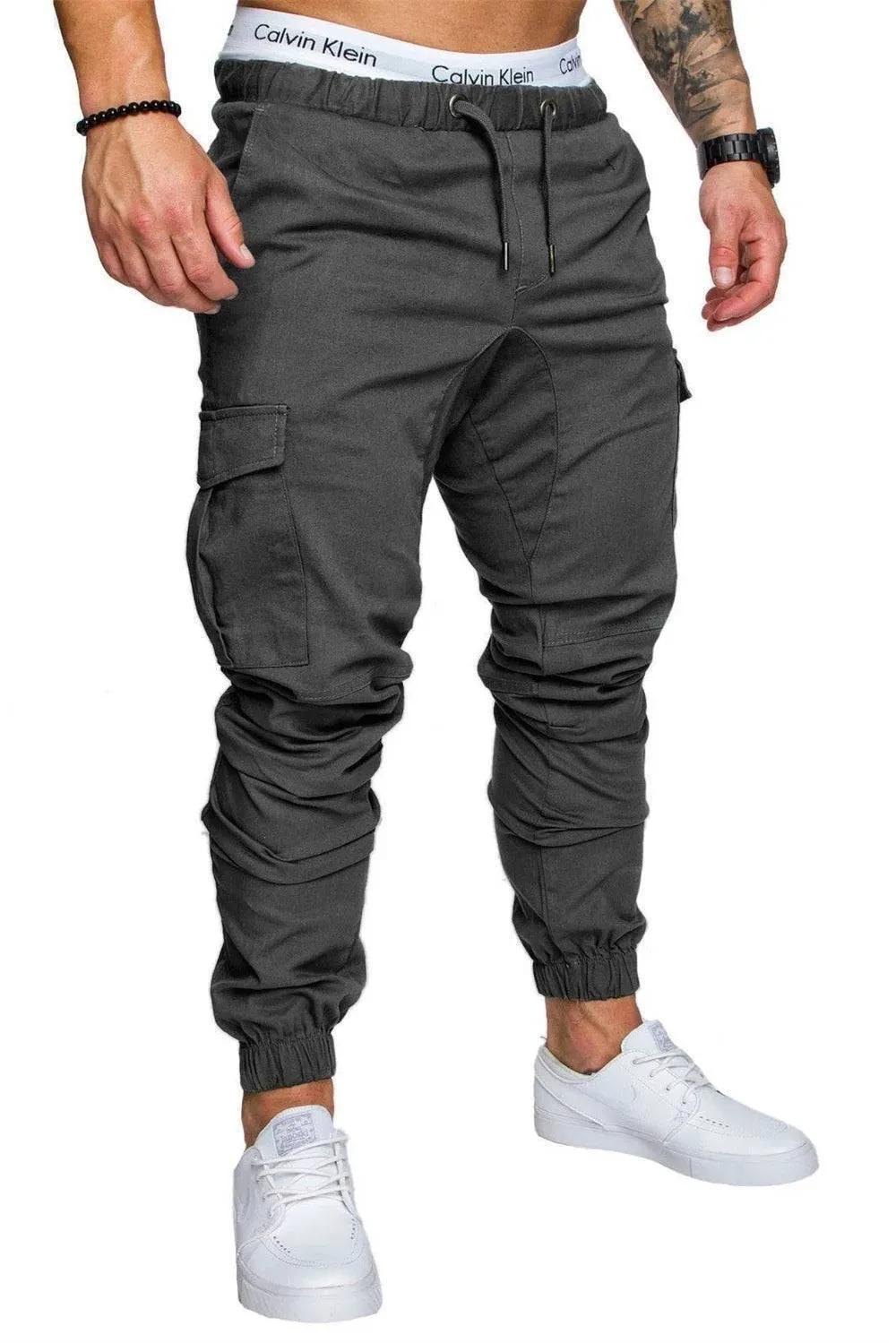 Men's Casual Cargo Style Multi Pocket Trousers -Woven Fabric for Active Wear