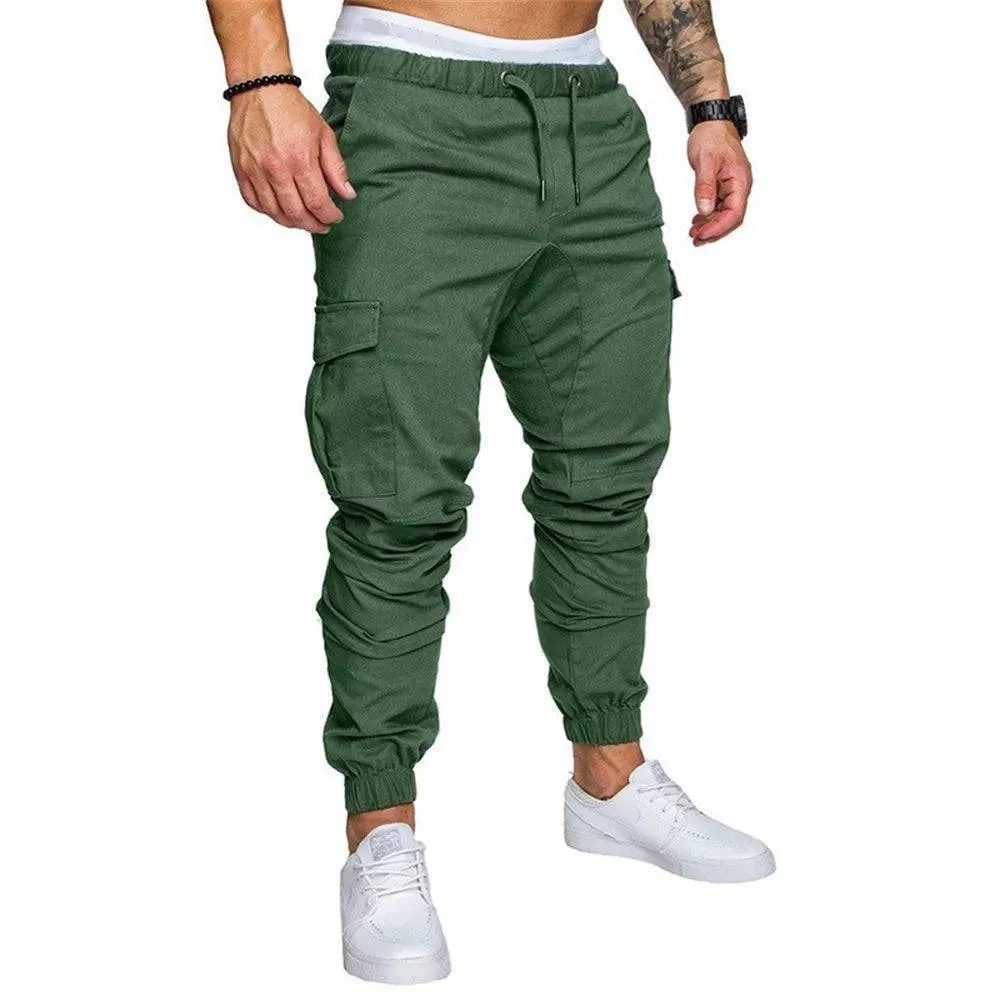 Men's Casual Cargo Style Multi Pocket Trousers -Woven Fabric for Active Wear