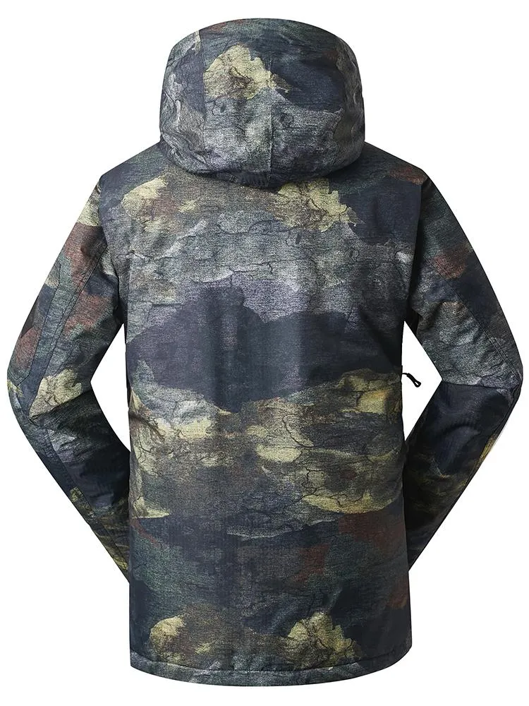 Men's Colorful Printed Windproof Snowboard Jacket Ski Down Jackets