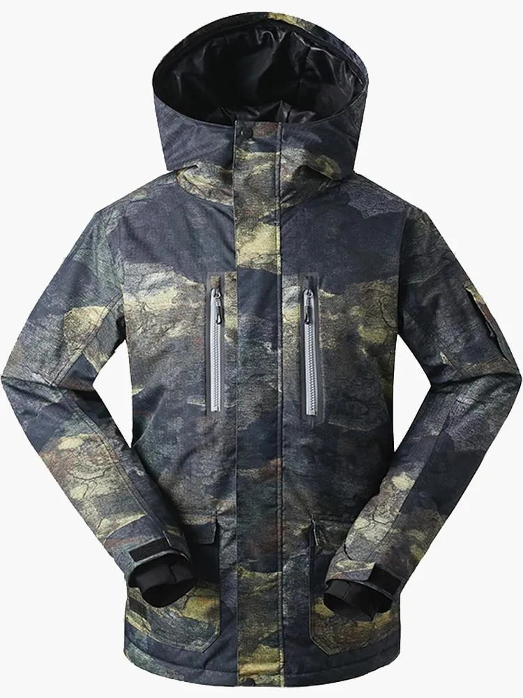 Men's Colorful Printed Windproof Snowboard Jacket Suit Ski Down Jackets