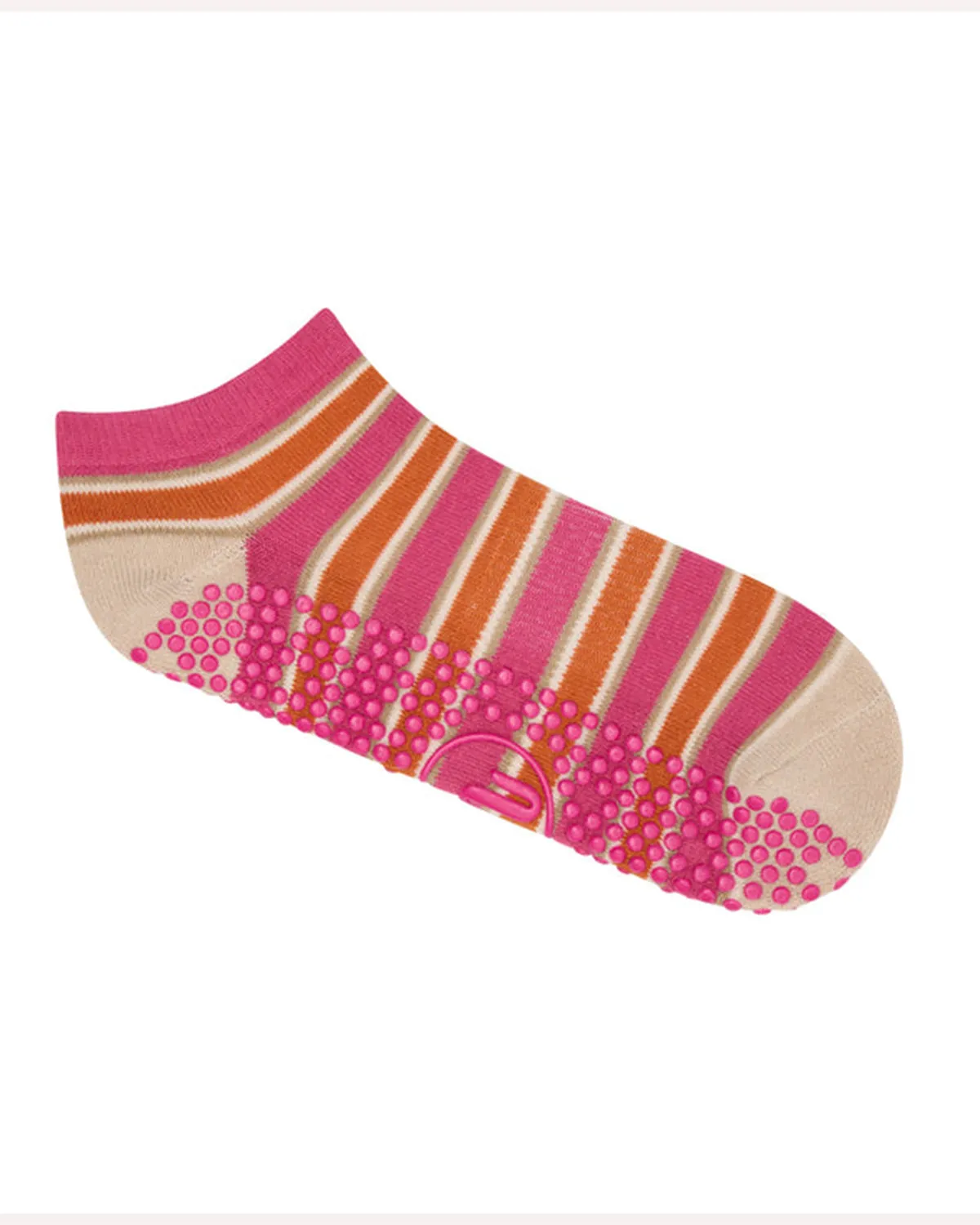 Move Active Classic Low Rise Grip Socks - Pink & Orange Stripes