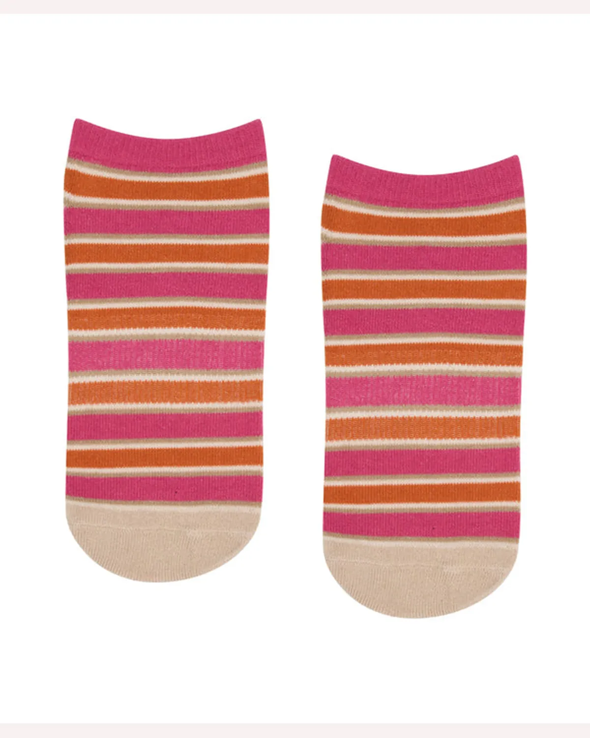 Move Active Classic Low Rise Grip Socks - Pink & Orange Stripes