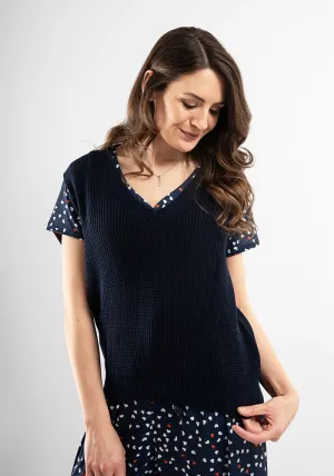 Navy Knitted Tank Top