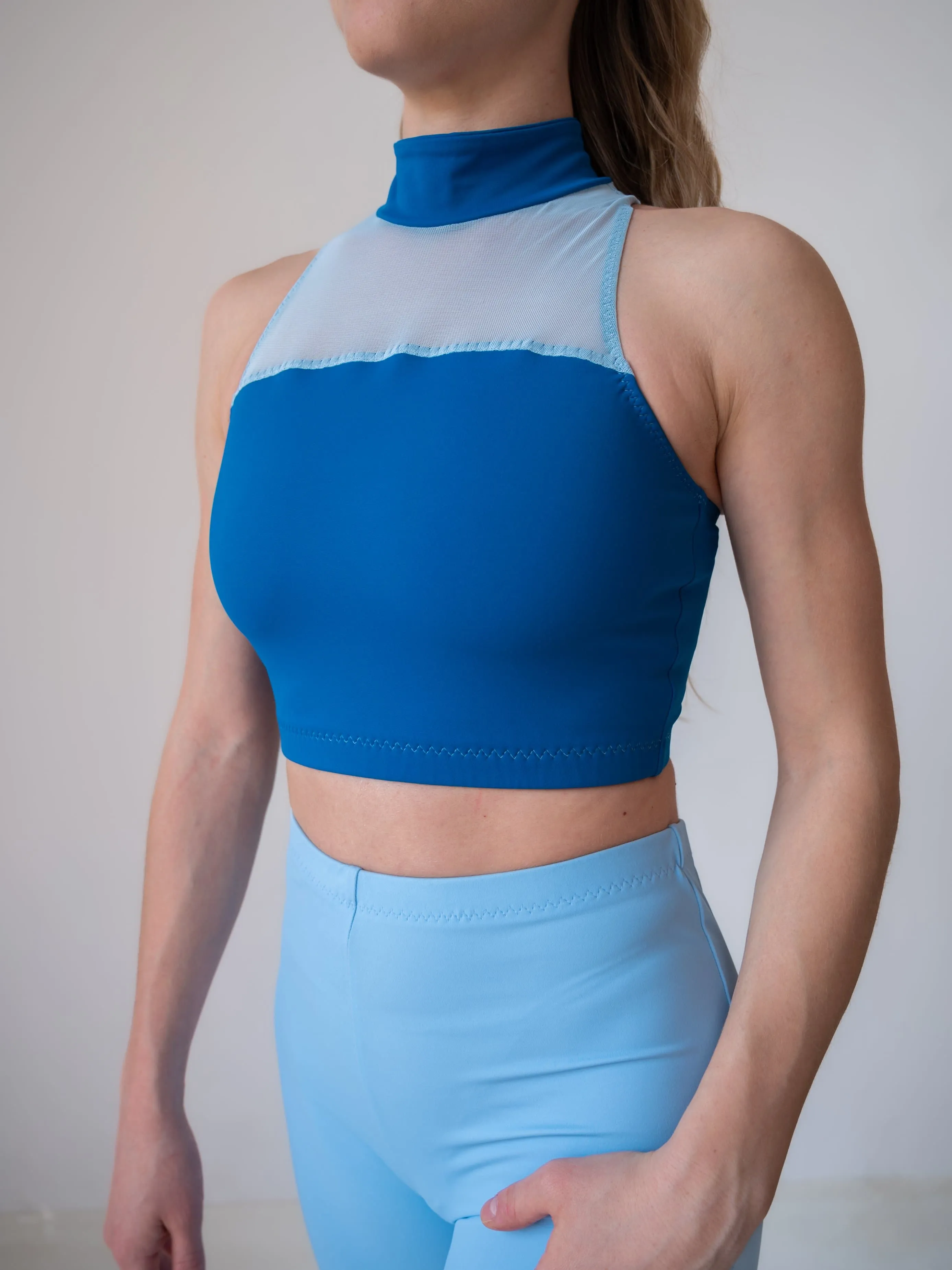 Petrol High Neck Crop Top Leucosia