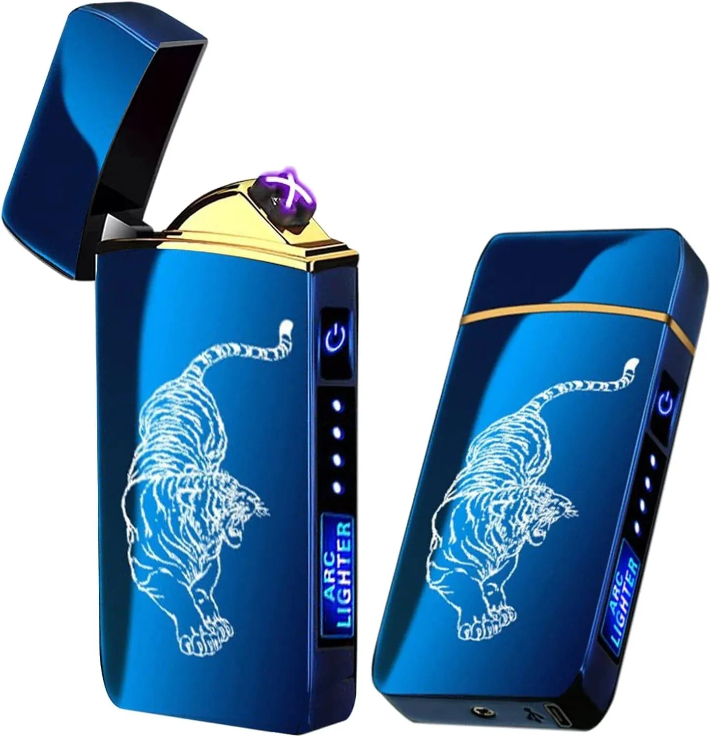 Smart Windproof Electric Metal Lighter Flameless Plasma Lighter Double Arc Usb Rechargeable Led Power Display Touch HOT