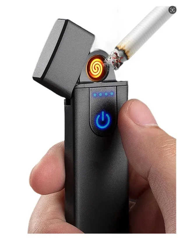 Smart Windproof Electric Metal Lighter Flameless Plasma Lighter Double Arc Usb Rechargeable Led Power Display Touch HOT