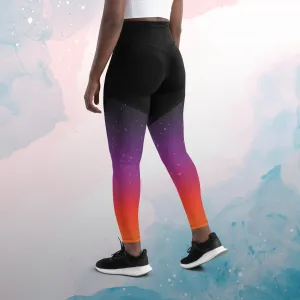 Star Filled Sunset Ombre Womens Compression Sports Leggings Gym Gift