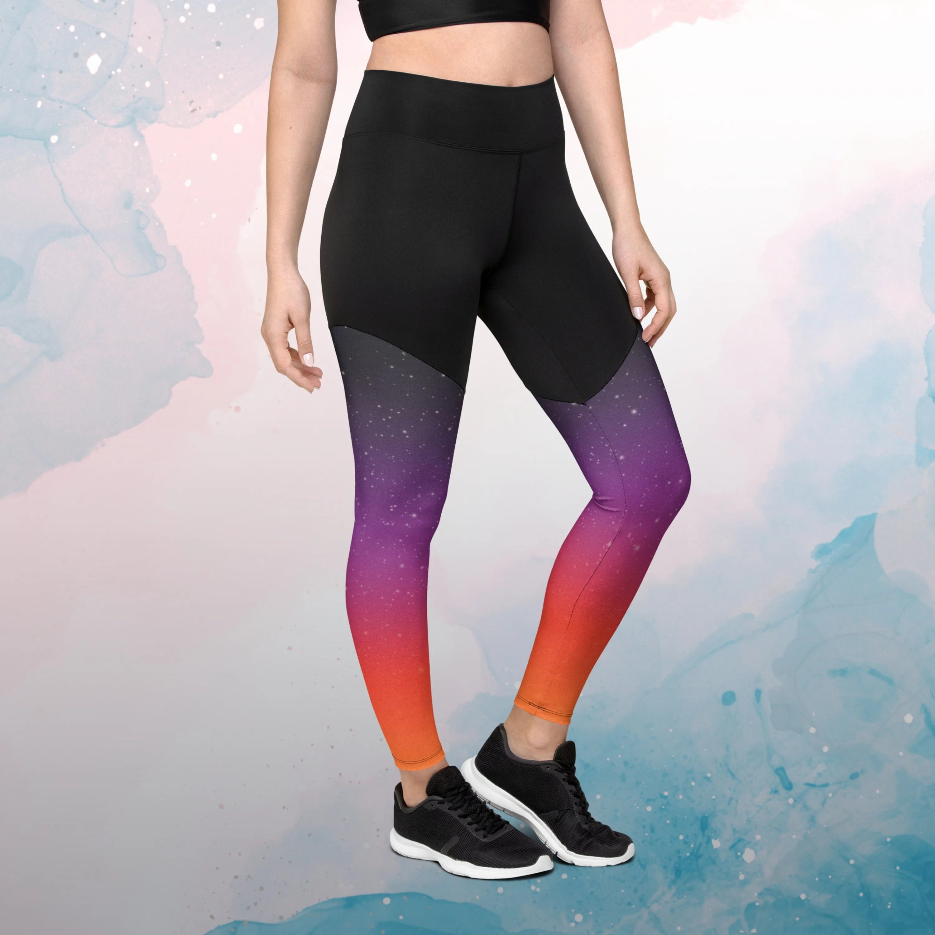 Star Filled Sunset Ombre Womens Compression Sports Leggings Gym Gift