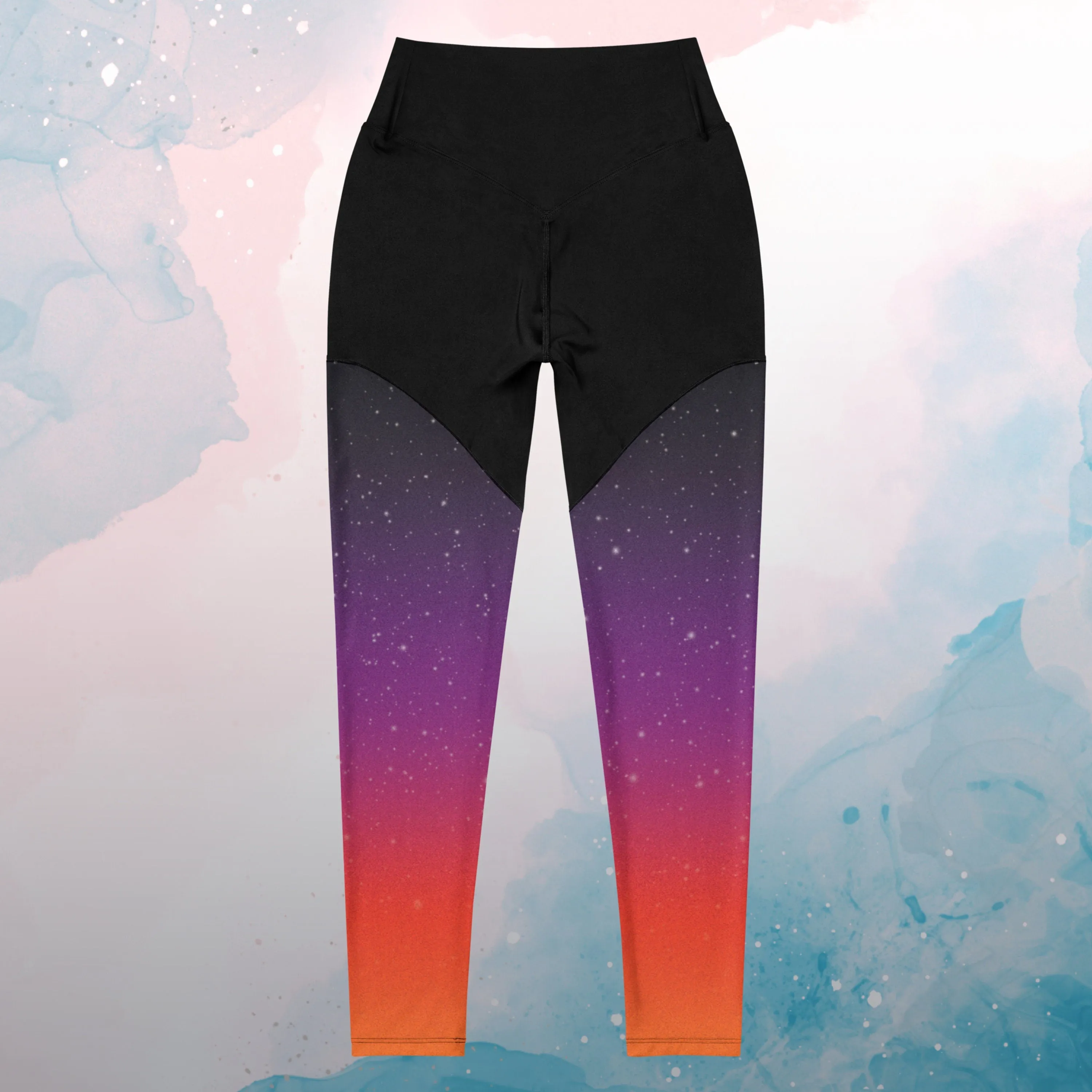 Star Filled Sunset Ombre Womens Compression Sports Leggings Gym Gift