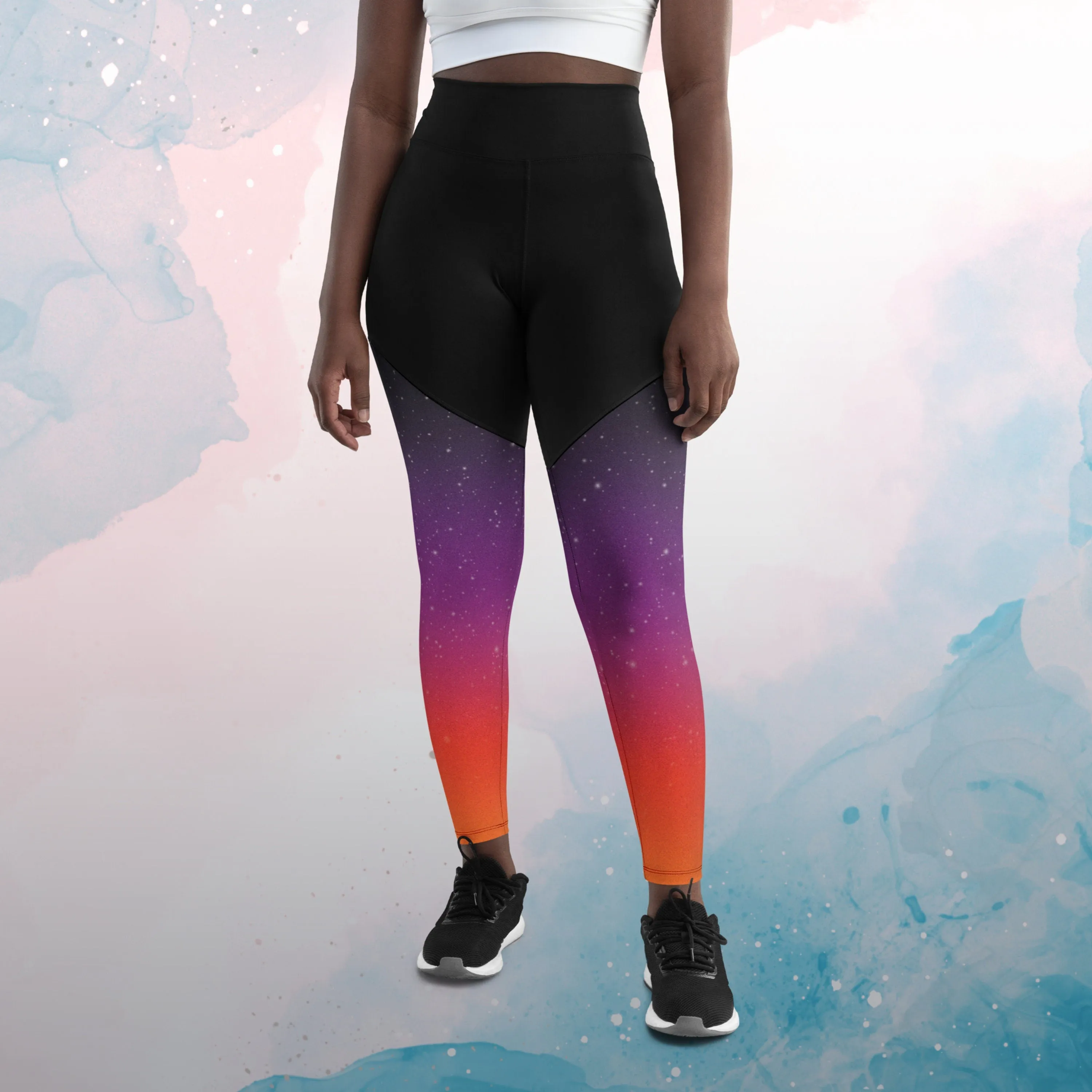 Star Filled Sunset Ombre Womens Compression Sports Leggings Gym Gift