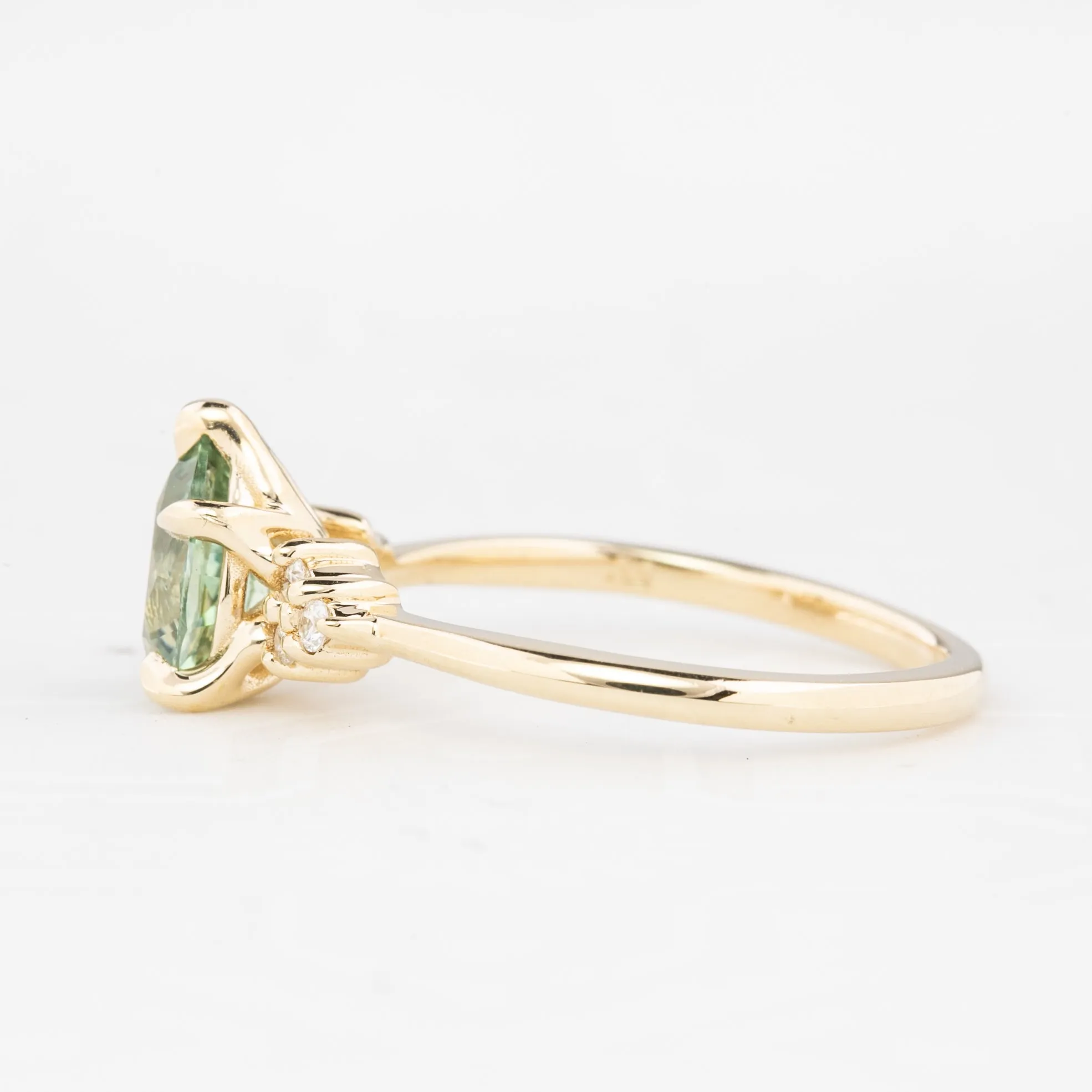 Teresa Ring Blue Green Montana Sapphire, 14k Yellow Gold (One of a kind)