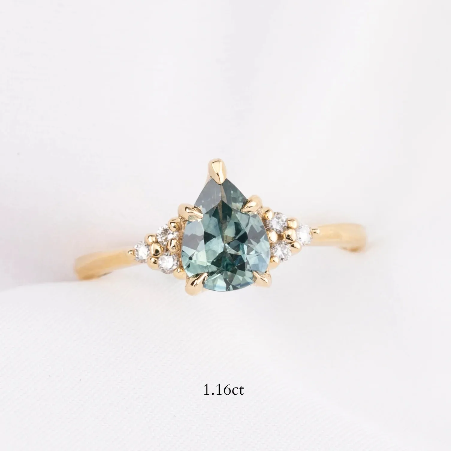 Teresa Ring Blue Green Montana Sapphire, 14k Yellow Gold (One of a kind)