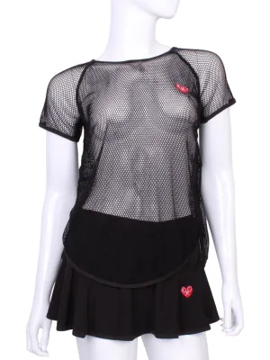 Tie Back Tee Short Sleeve Black Fishnet