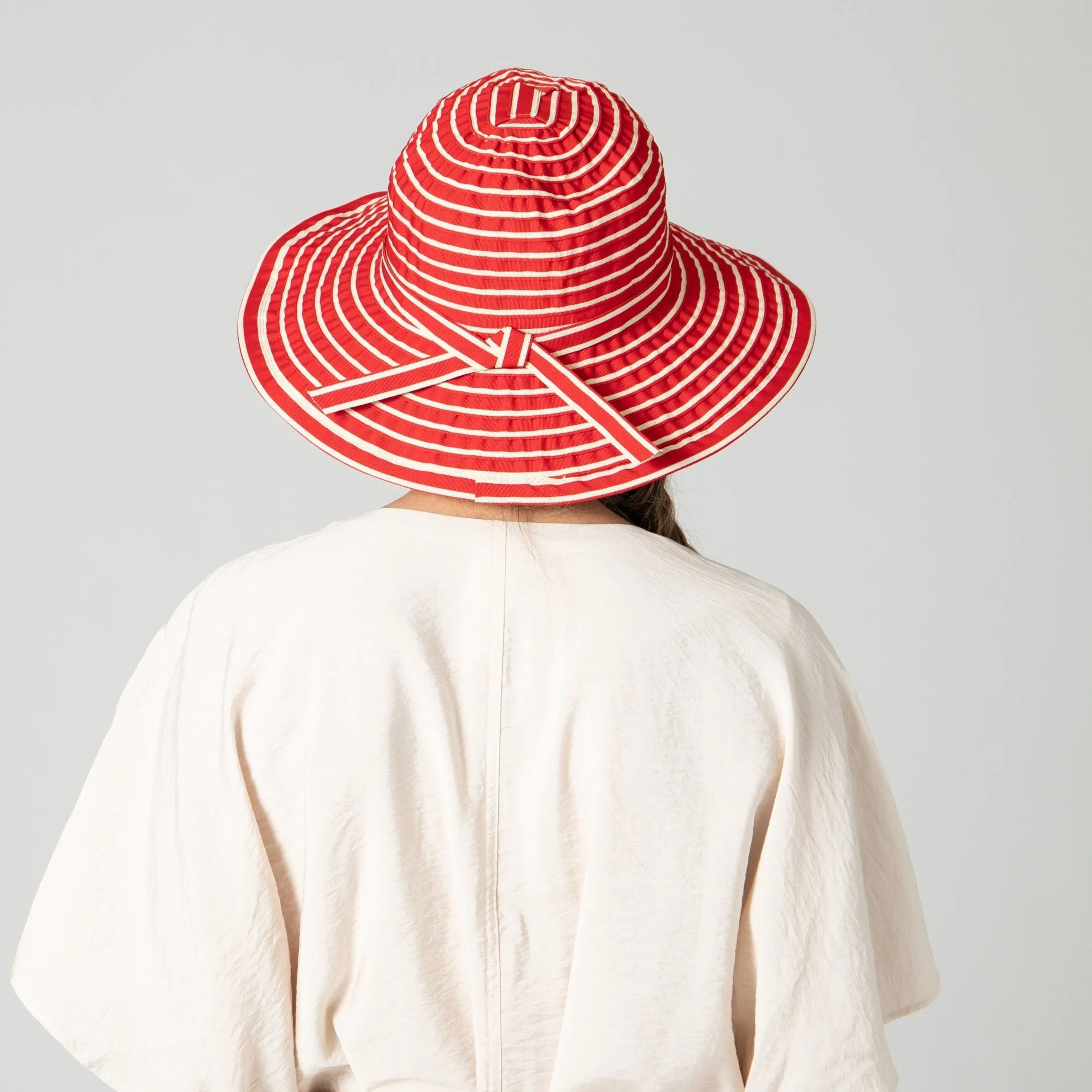 Women's Striped Sun Brim w/ Ribbon (RBM207)